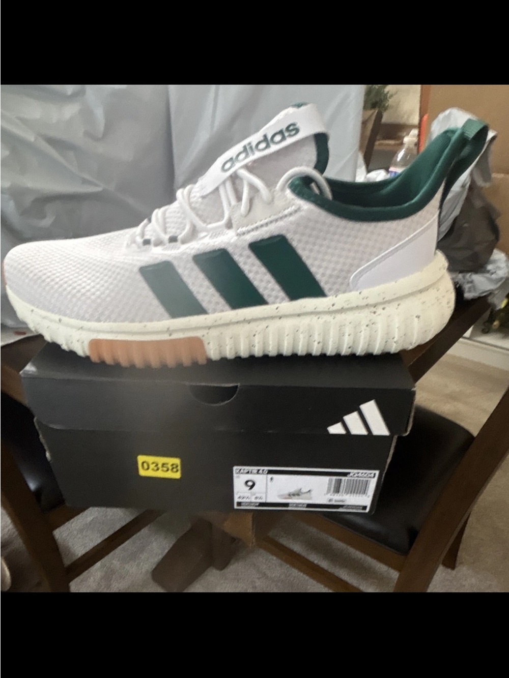 adidas Men’s White Sneakers with Green Stripes